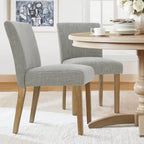 Linen-Blend Upholstered Parsons Dining Chair with Rubber Wood Legs, Set of 2