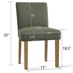 Linen-Blend Upholstered Parsons Dining Chair with Rubber Wood Legs, Set of 2