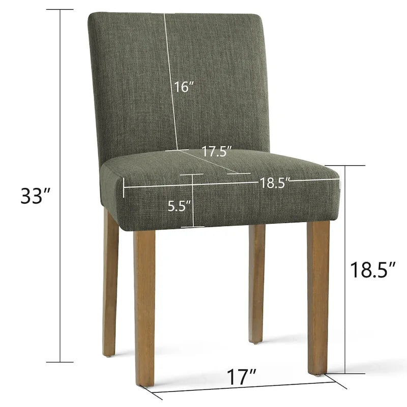 Linen-Blend Upholstered Parsons Dining Chair with Rubber Wood Legs, Set of 2