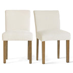 Linen-Blend Upholstered Parsons Dining Chair with Rubber Wood Legs, Set of 2