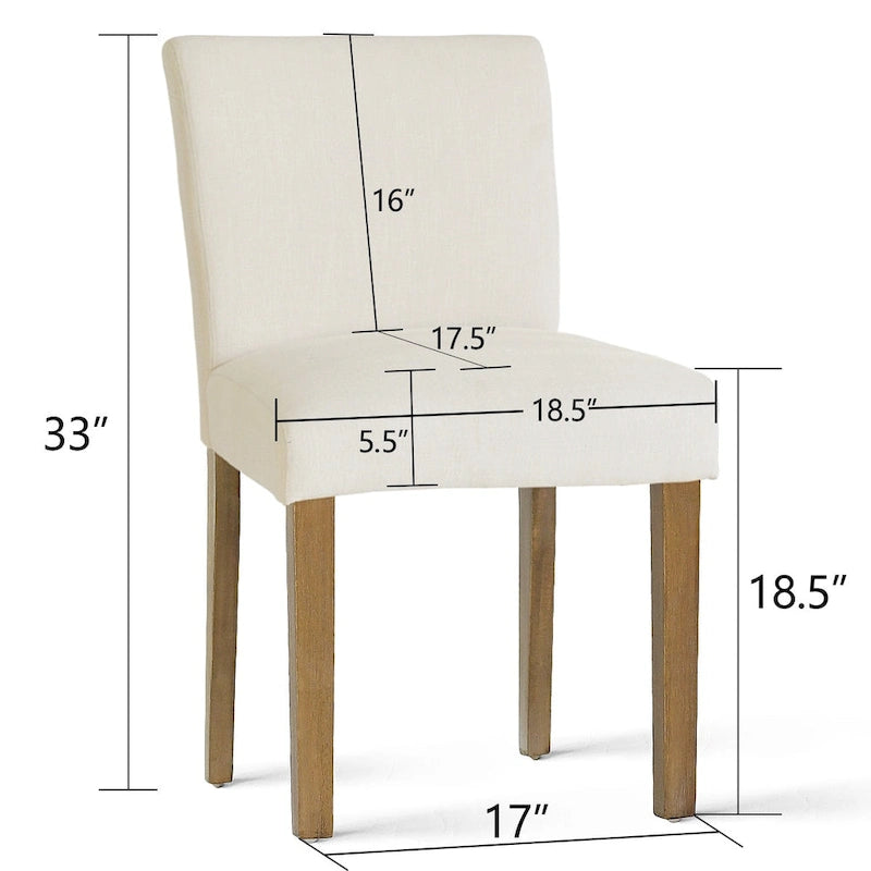 Linen-Blend Upholstered Parsons Dining Chair with Rubber Wood Legs, Set of 2