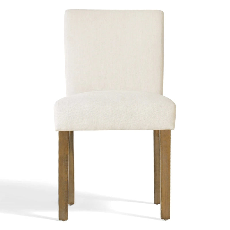 Linen-Blend Upholstered Parsons Dining Chair with Rubber Wood Legs, Set of 2