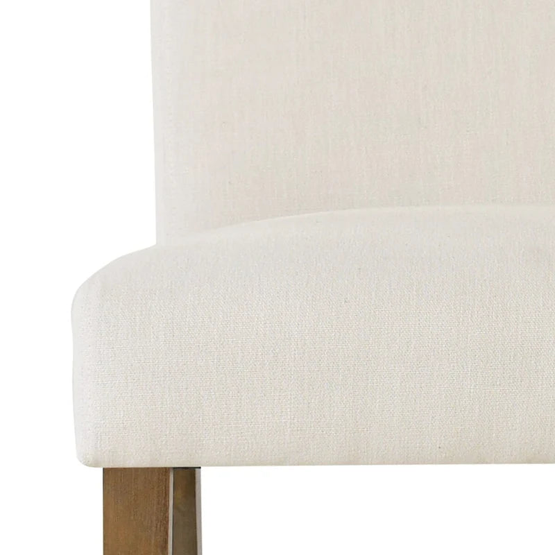 Linen-Blend Upholstered Parsons Dining Chair with Rubber Wood Legs, Set of 2