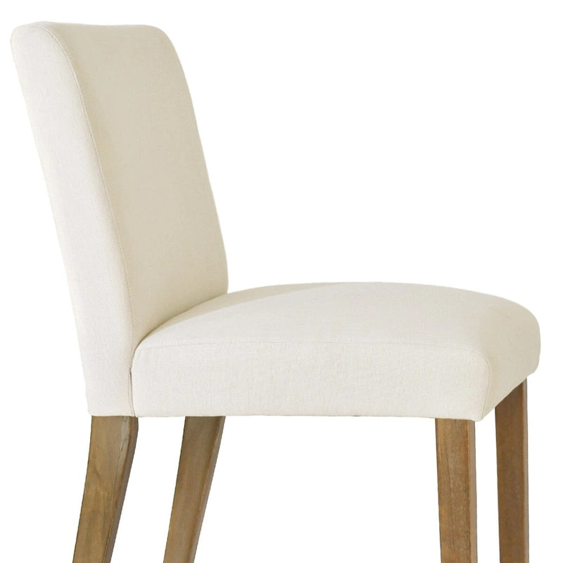 Linen-Blend Upholstered Parsons Dining Chair with Rubber Wood Legs, Set of 2