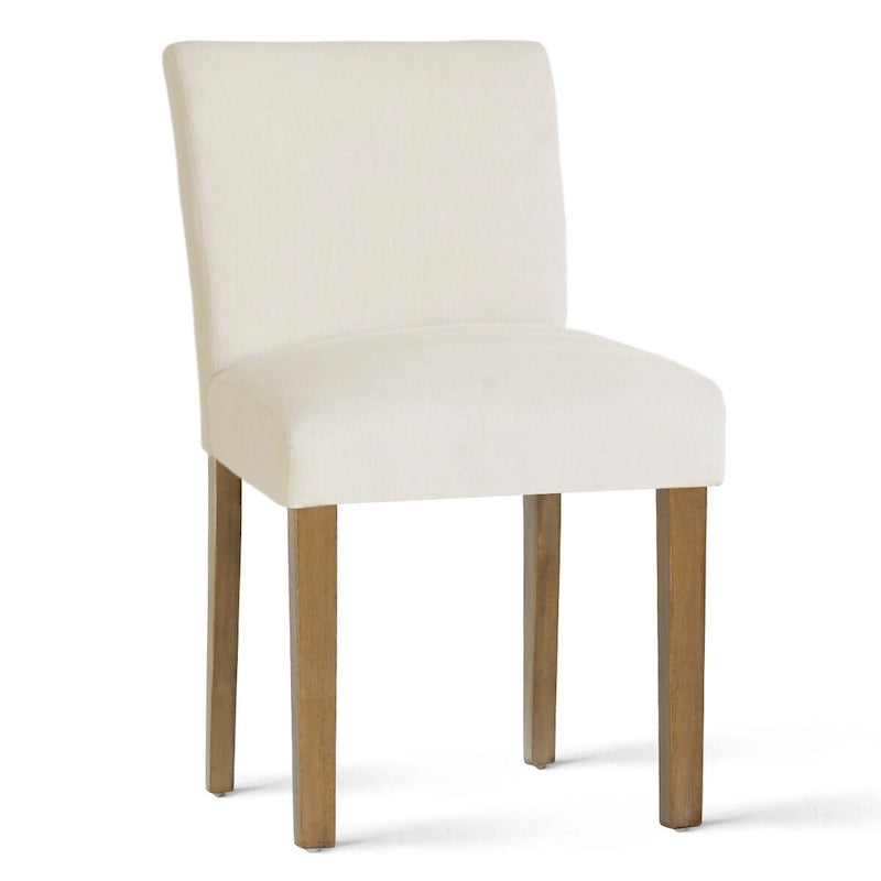 Linen-Blend Upholstered Parsons Dining Chair with Rubber Wood Legs, Set of 2