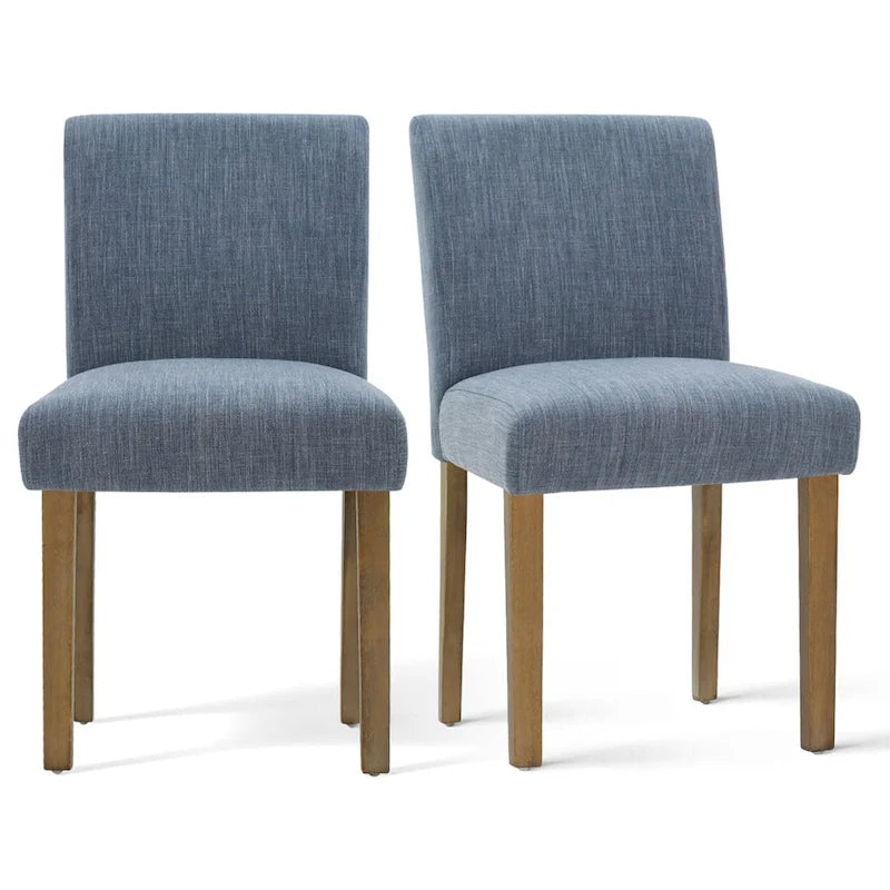 Linen-Blend Upholstered Parsons Dining Chair with Rubber Wood Legs, Set of 2