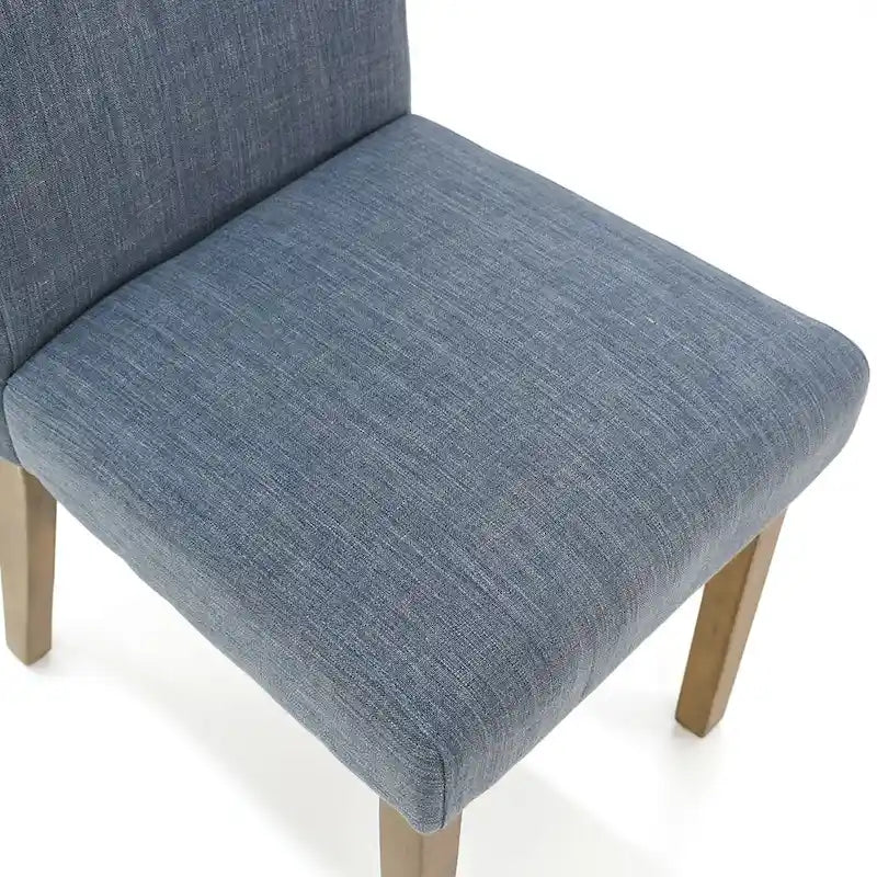 Linen-Blend Upholstered Parsons Dining Chair with Rubber Wood Legs, Set of 2
