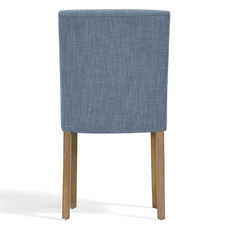 Linen-Blend Upholstered Parsons Dining Chair with Rubber Wood Legs, Set of 2