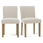 Linen-Blend Upholstered Parsons Dining Chair with Rubber Wood Legs, Set of 2