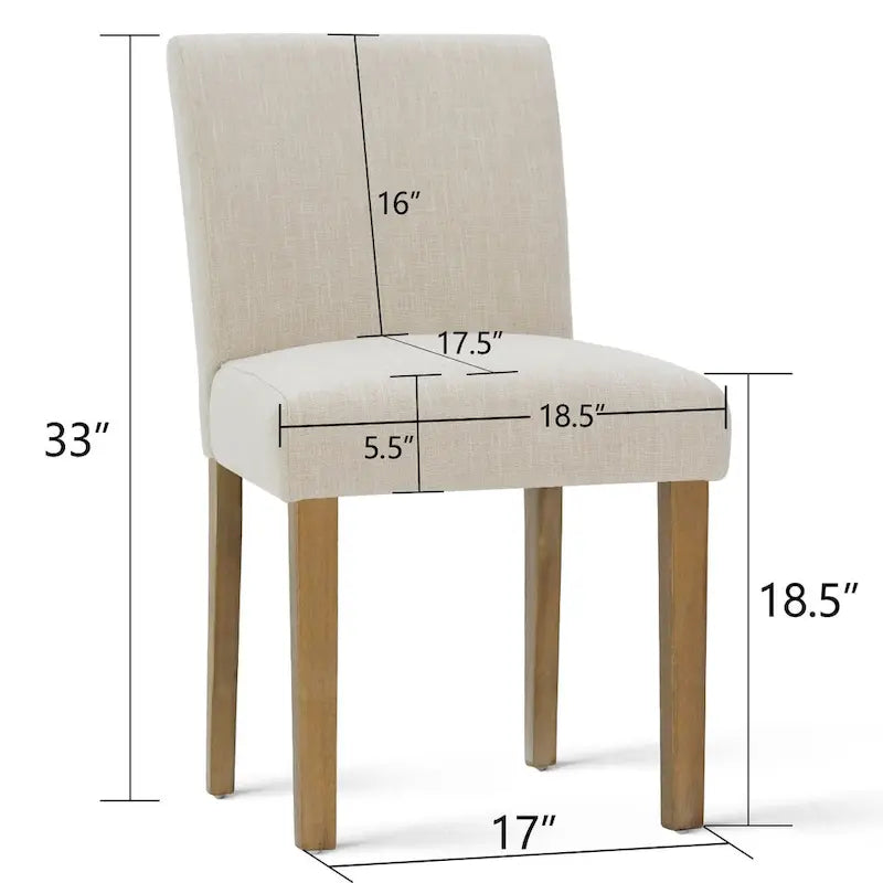 Linen-Blend Upholstered Parsons Dining Chair with Rubber Wood Legs, Set of 2