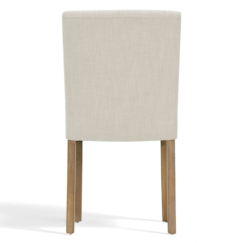 Linen-Blend Upholstered Parsons Dining Chair with Rubber Wood Legs, Set of 2