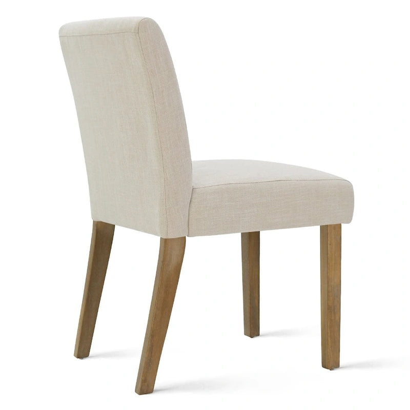 Linen-Blend Upholstered Parsons Dining Chair with Rubber Wood Legs, Set of 2