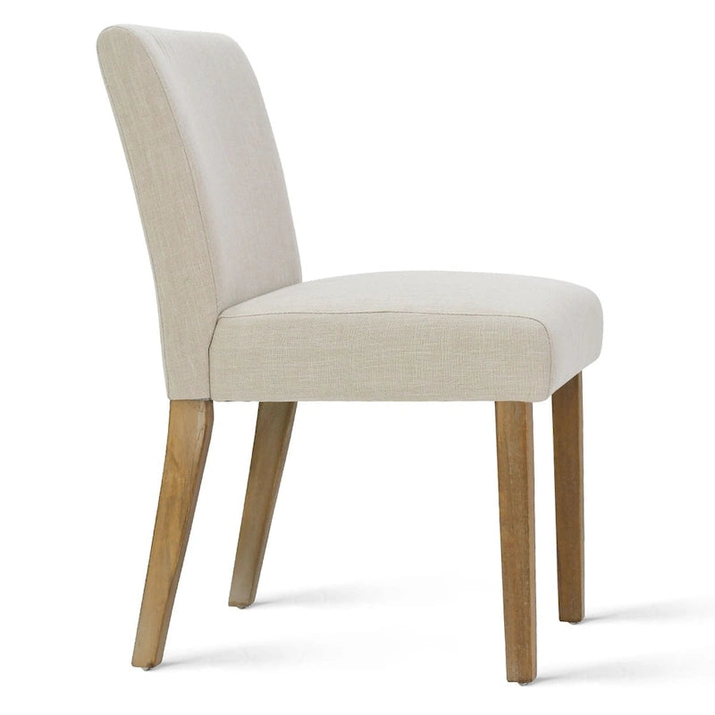 Linen-Blend Upholstered Parsons Dining Chair with Rubber Wood Legs, Set of 2
