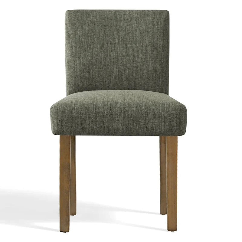 Linen-Blend Upholstered Parsons Dining Chair with Rubber Wood Legs, Set of 2