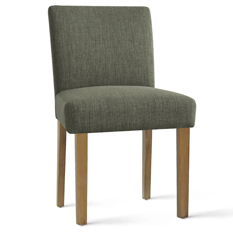 Linen-Blend Upholstered Parsons Dining Chair with Rubber Wood Legs, Set of 2