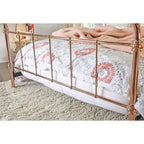 Rose Gold Metal Panel Bed with Rounded Spindle Design, Open Headboard & Footboard | King, Queen, Full