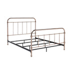 Rose Gold Metal Panel Bed with Rounded Spindle Design, Open Headboard & Footboard | King, Queen, Full