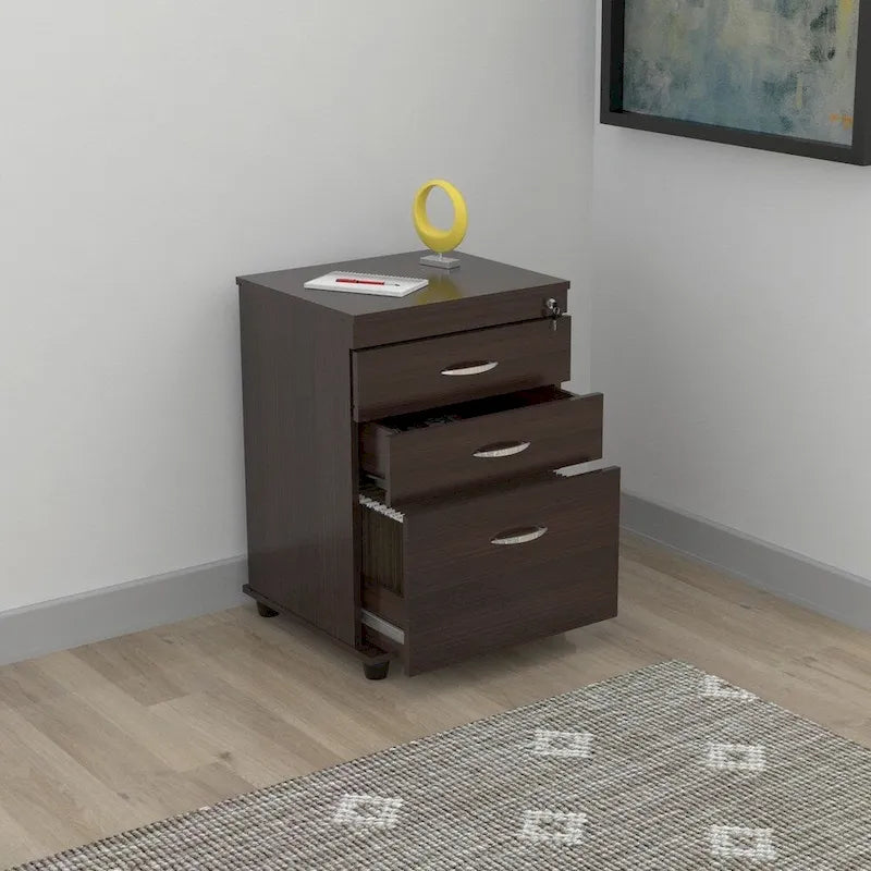 3-Drawer File Cabinet with Universal Lock, Letter & Legal Size, Full-Extension Slides – Espresso