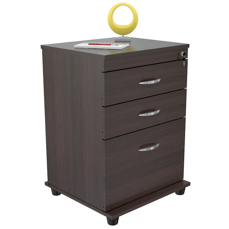 3-Drawer File Cabinet with Universal Lock, Letter & Legal Size, Full-Extension Slides – Espresso