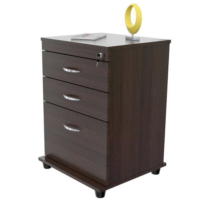 3-Drawer File Cabinet with Universal Lock, Letter & Legal Size, Full-Extension Slides – Espresso