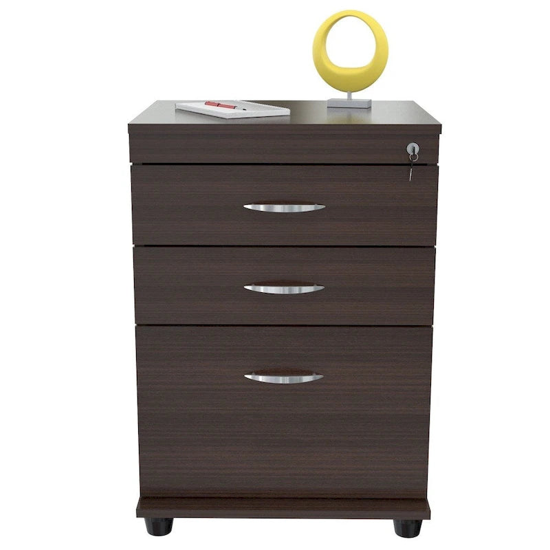3-Drawer File Cabinet with Universal Lock, Letter & Legal Size, Full-Extension Slides – Espresso