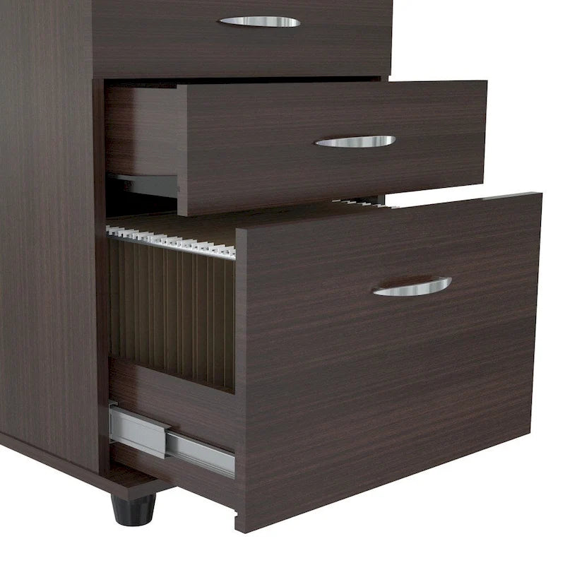 3-Drawer File Cabinet with Universal Lock, Letter & Legal Size, Full-Extension Slides – Espresso