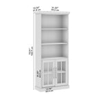 5-Shelf Bookcase with Glass Doors, Set of 2 – Farmhouse Style, Adjustable Shelves