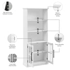 5-Shelf Bookcase with Glass Doors, Set of 2 – Farmhouse Style, Adjustable Shelves