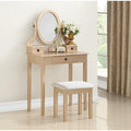 Makeup Vanity Table & Stool Set with Adjustable Oval Mirror & 3 Drawers – Multiple Colors