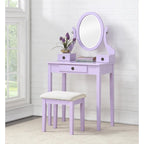 Makeup Vanity Table & Stool Set with Adjustable Oval Mirror & 3 Drawers – Multiple Colors