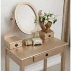 Makeup Vanity Table & Stool Set with Adjustable Oval Mirror & 3 Drawers – Multiple Colors