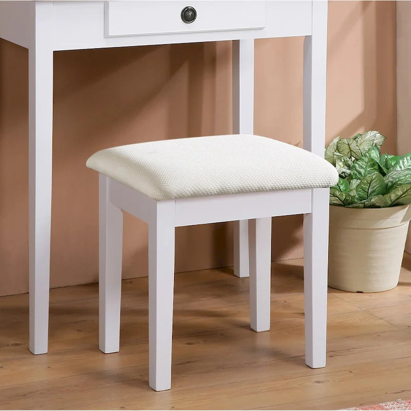 Makeup Vanity Table & Stool Set with Adjustable Oval Mirror & 3 Drawers – Multiple Colors