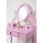 Makeup Vanity Table & Stool Set with Adjustable Oval Mirror & 3 Drawers – Multiple Colors