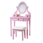 Makeup Vanity Table & Stool Set with Adjustable Oval Mirror & 3 Drawers – Multiple Colors