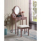Makeup Vanity Table & Stool Set with Adjustable Oval Mirror & 3 Drawers – Multiple Colors