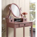 Makeup Vanity Table & Stool Set with Adjustable Oval Mirror & 3 Drawers – Multiple Colors