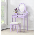 Makeup Vanity Table & Stool Set with Adjustable Oval Mirror & 3 Drawers – Multiple Colors