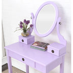 Makeup Vanity Table & Stool Set with Adjustable Oval Mirror & 3 Drawers – Multiple Colors