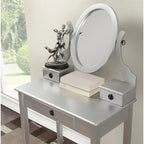Makeup Vanity Table & Stool Set with Adjustable Oval Mirror & 3 Drawers – Multiple Colors