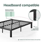 Metal Platform Bed Frame with QuickLock Assembly, No Box Spring Needed, 12" Storage Clearance, Twin/Full/Queen/King