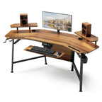72" Wing-Shaped Gaming Desk with Keyboard Tray, RGB Monitor Shelves, Cup Holder & Headphone Hook