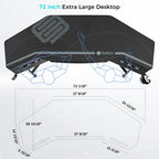 72" Wing-Shaped Gaming Desk with Keyboard Tray, RGB Monitor Shelves, Cup Holder & Headphone Hook