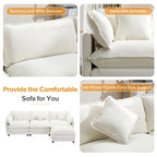 L-Shaped Chenille Sectional Sofa with Removable Ottoman & 5 Pillows, Foam & Spring Support, 112.2"L