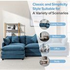 L-Shaped Chenille Sectional Sofa with Removable Ottoman & 5 Pillows, Foam & Spring Support, 112.2"L