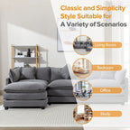 L-Shaped Chenille Sectional Sofa with Removable Ottoman & 5 Pillows, Foam & Spring Support, 112.2"L