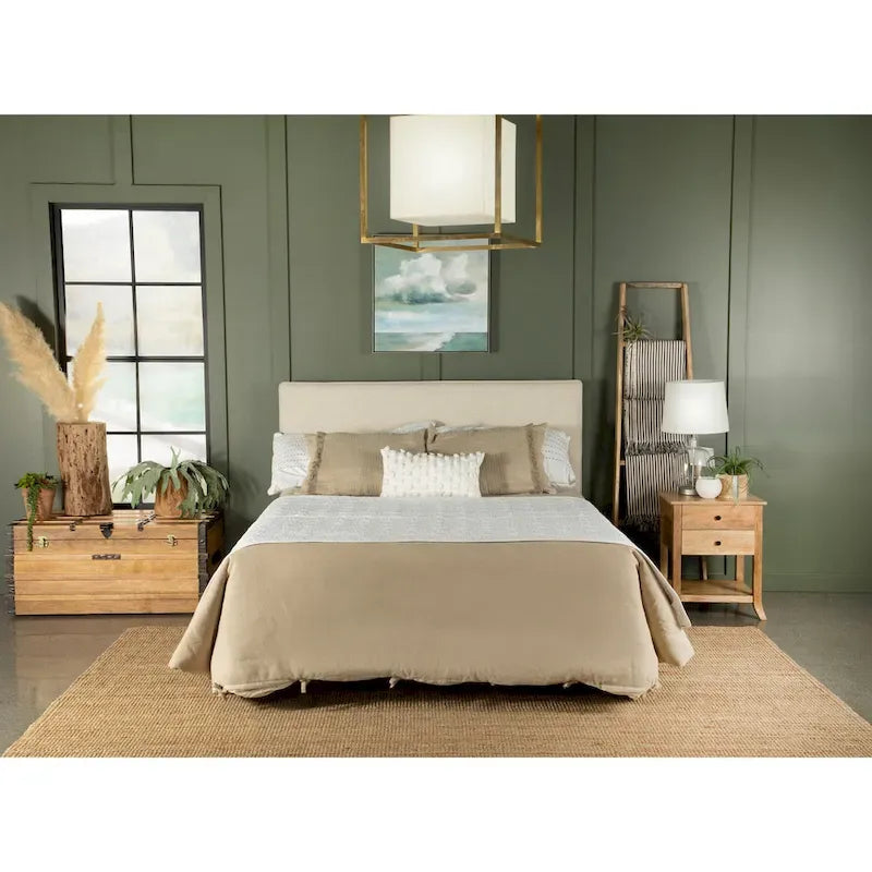 Gemma Sand Upholstered Headboard with Self-welt Details