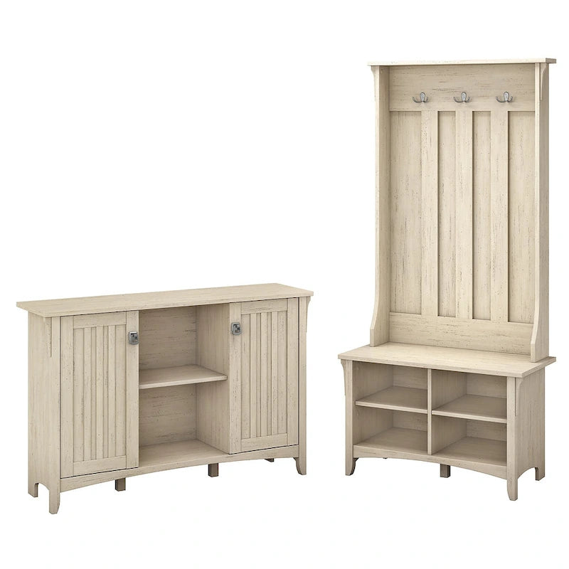Mission Style Entryway Storage Set with Hall Tree, Shoe Bench & Cabinet | 3 Colors