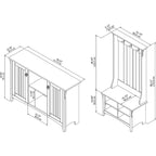 Mission Style Entryway Storage Set with Hall Tree, Shoe Bench & Cabinet | 3 Colors