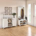 Mission Style Entryway Storage Set with Hall Tree, Shoe Bench & Cabinet | 3 Colors