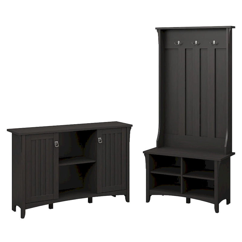 Mission Style Entryway Storage Set with Hall Tree, Shoe Bench & Cabinet | 3 Colors